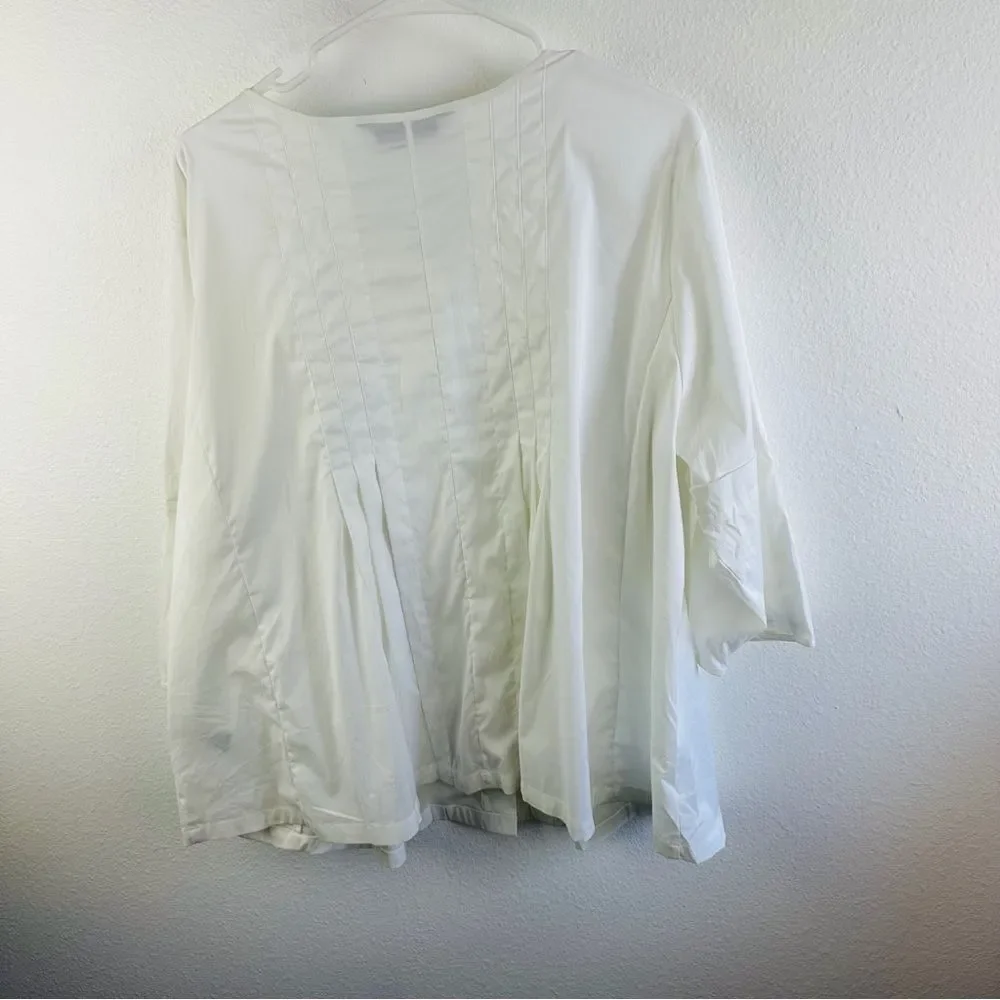 Avenue‎ White Pleated Long Sleeve Shirt Size 22/24